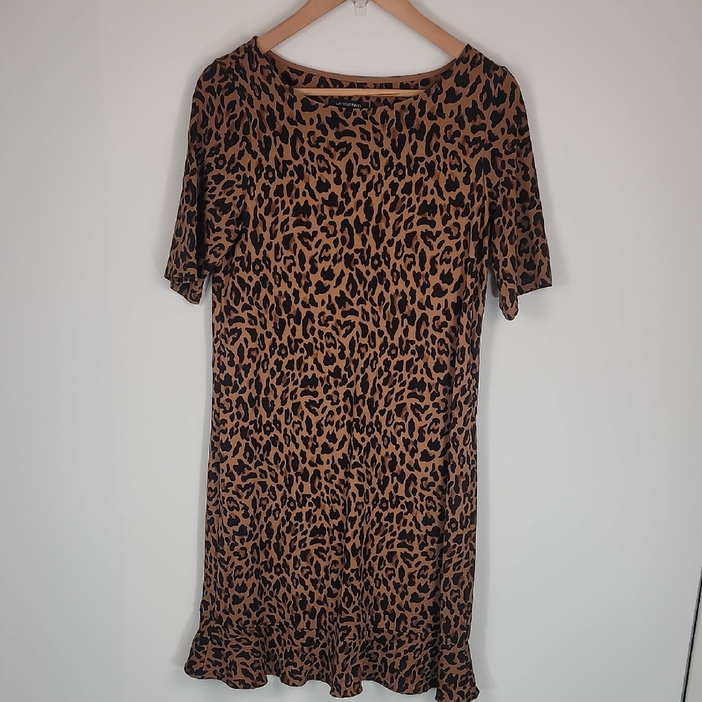 Lands' End Stretch Ruffle Leopard Print Dress